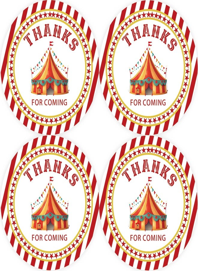 FORSHEEP 40pcs Carnival Thank You Stickers, Circus Party Round Stickers, Circus Tent Gift Labels for Birthday/Carnival Themed Party Favors - Image 1